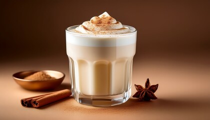 Creamy Horchata Drink with Cinnamon Sprinkle in Elegant Studio Lighting