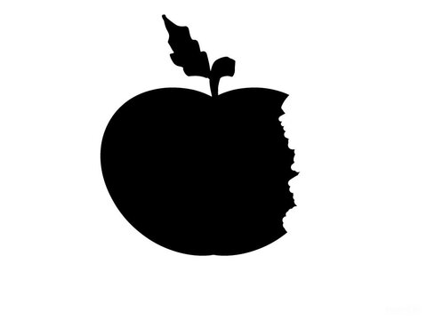 This is a motion graphic animation of biting an apple, on a white background, on loop