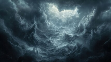 Stormy sea with dramatic waves crashing, intense and powerful