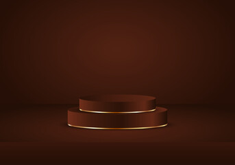 Elegant Brown Podium with Gold Accents for Product Display