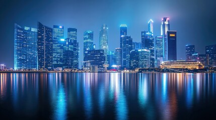 Obraz premium Ultra-modern cityscape at night, futuristic skyline