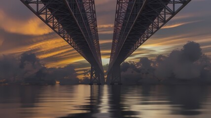 sunset over the bridge