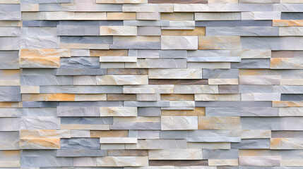 Gray and white stacked stone wall with smooth polished and rough textures forming a stylish modern background UHD 4K Image