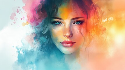 Fototapeta premium Digital watercolor painting with soft gradients, artistic expression