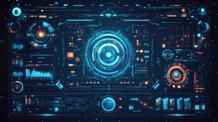 Futuristic HUD interface, holographic digital display, sci-fi aesthetics