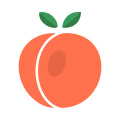 Peach flat icon. Fruit sign. Graph symbol for cooking web site and apps design, logo, app, UI.