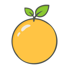  Orange fruit vector icon for web design isolated on white background