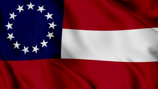 Confederate States of America national flag waving in the wind