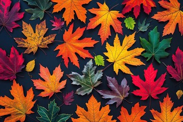 Radiant Autumn Leaf Patterns in Vivid Colors: Nature's Tapestry