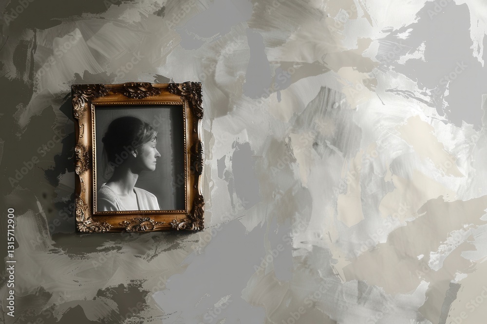 Poster Sophisticated portrait display on an artistic gallery wall creating an elegant atmosphere for professional showcases