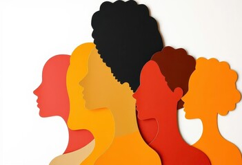 Abstract paper cutout silhouettes of diverse skin tones forming a unified design, visual, cutout