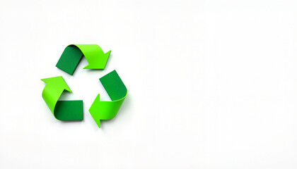 Obraz premium Green recycling symbol on white background, eco-friendly concept