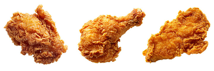 Set of A Fried chicken isolated on transparent background