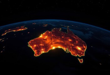 Australia's coastline and surrounding islands bathed in Earth's airglow at night, terrestrial, phenomenon