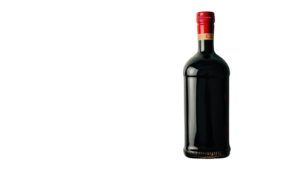 Elegant wine bottle standing on transparent background