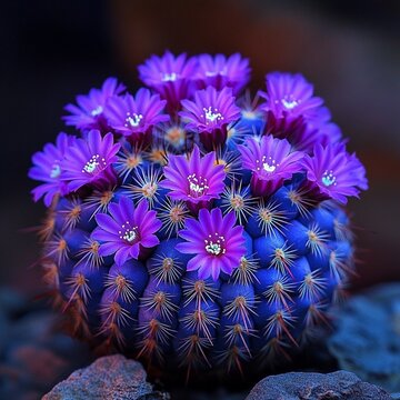 Notocactus Uebelmannianus with Purple Flowers