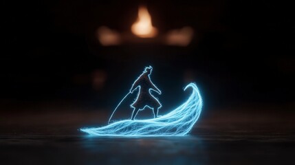 Surreal Felt Surfer on Glowing Wave  Fantasy Art  8K  Minimalist Design