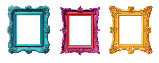 picture frames set on transparent background