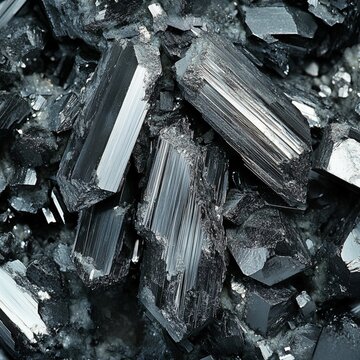 Metallic Wolframite with Sharp Crystals