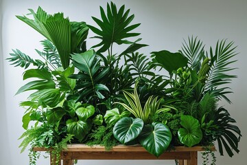 Obraz premium Lush Flora Arrangement: Vibrant Leafy Greens Studio Capture