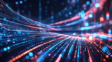 Futuristic data flow visualization with dynamic abstract network connection
