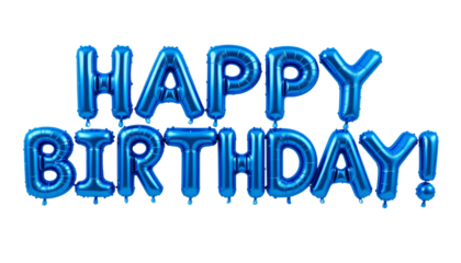 Blue Happy Birthday Balloons Floating for Celebration and Party Decoration