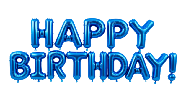 Blue Happy Birthday Balloons Floating for Celebration and Party Decoration