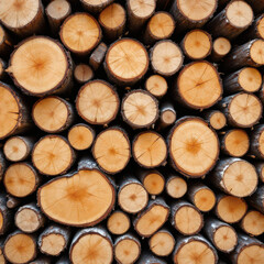Winter Firewood Preparation Stacked Chopped Logs for Cozy Season