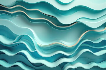 Fototapeta premium Chic Luminous Aqua 3D Background Design with Layered Shapes and Glowing Contours