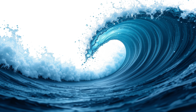Powerful Ocean Wave Curling with White Foam, a Marine Water Scene