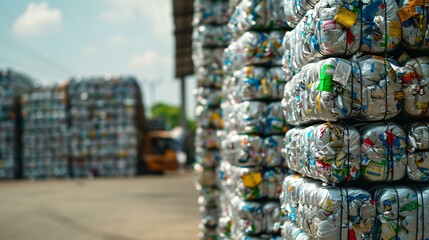 Fototapeta premium An eco-friendly scrap yard environment where metal scrap is prepared for recycling that emphasizes sustainable waste management, industrial metal salvage, and green recycling practices.