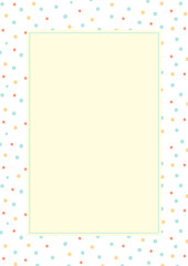 Pastel colored polka dot pattern design frame template background.
