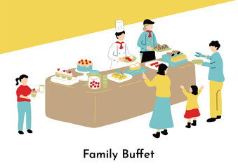 ビュッフェを楽しむ人達