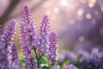 Obraz premium Delicate Lilac Flowers in Enchanting Bokeh Soft Spring Light