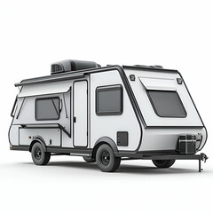 Naklejka premium Compact campervan, outdoor adventure, white background, travel