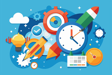 Obraz premium This visual illustrates the importance of timing in launching successful business concepts, Right time to launch a business concept