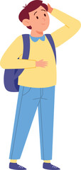 Student Thinking Boy with Backpack