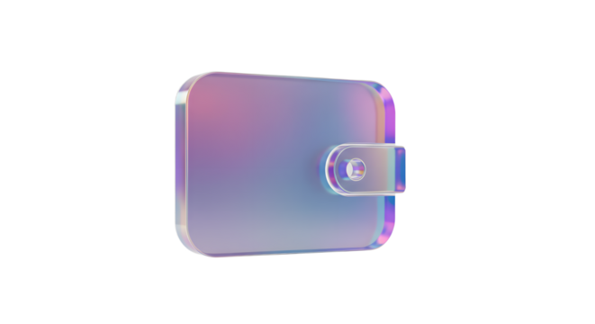 Iridescent wallet design conveying modern financial technology themes