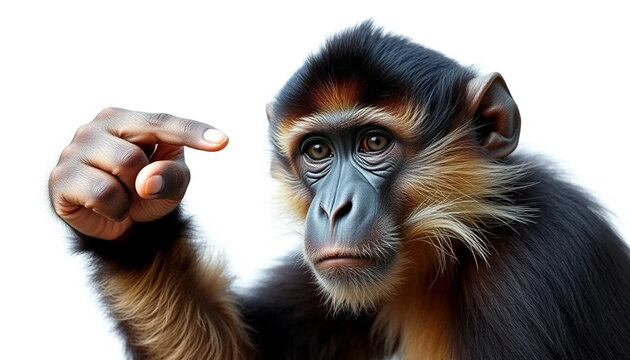 Monkey Pointing Finger Cute Primate Wildlife Image