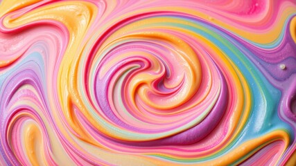Obraz premium Colorful Swirls of Creamy Texture in Bright Pastel Shades