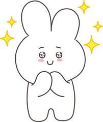 Touched Bunny Character – Cute Emotional Reaction Vector Illustration