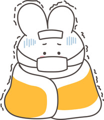 Sick Bunny Character – Cute Illness and Fever Illustration