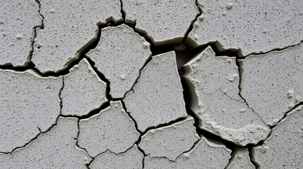 A textured close-up of a cracked wall, showcasing the imperfections and nuances of aged concrete and its structural patterns.
