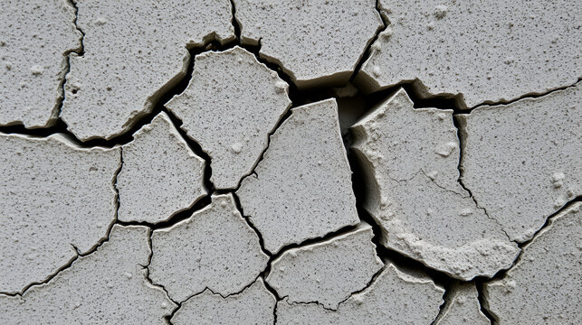 A textured close-up of a cracked wall, showcasing the imperfections and nuances of aged concrete and its structural patterns.