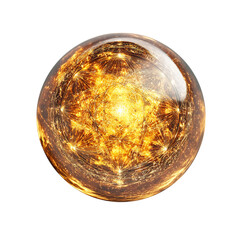 Golden Celestial Sphere Isolated on Transparent Background