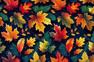 Vibrant Autumn Leaf Pattern Design Featuring Lush Foliage and Scenic Textures