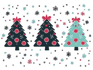 Festive Christmas Trees Winter Design.