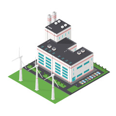 Isometric Wind Farm Power Station Building Facility Industrial fuel Power Generation