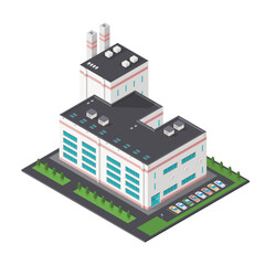 Isometric Vector Factory Power Station Industrial building urban scene refinery manufacturer