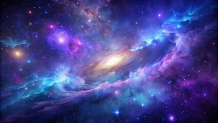 Fototapeta premium Cosmic purple and blue light speed background with streaks moving rapidly across the dark space, nebula, purple, nebula, purple